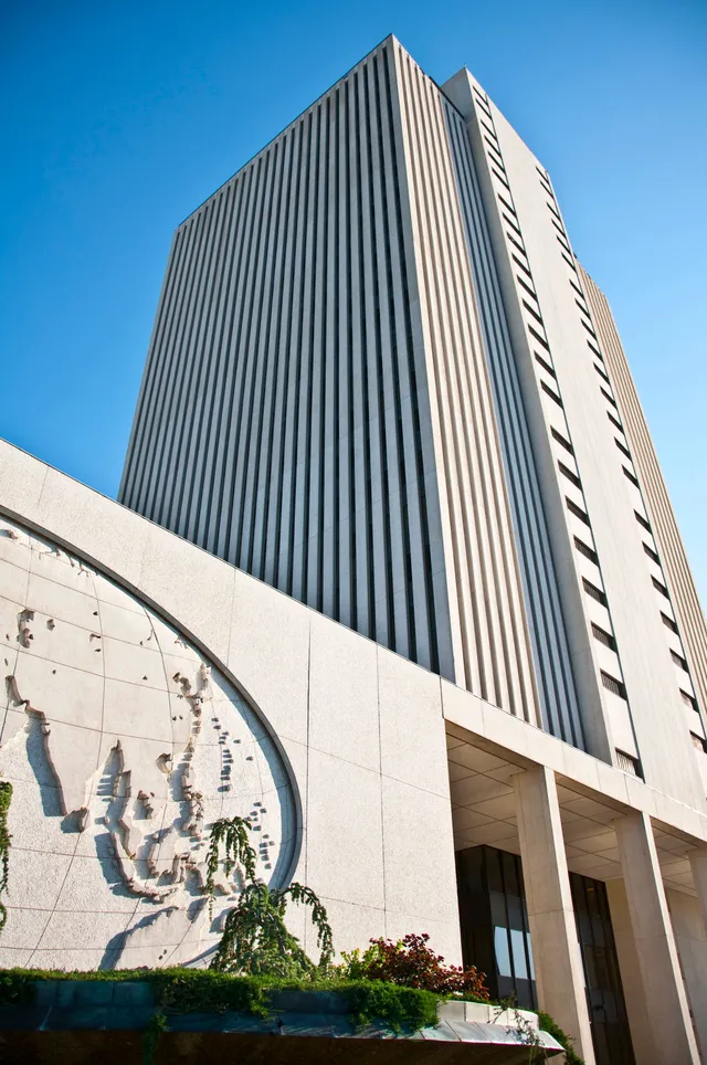 The entrance of the Church Office Building in Salt Lake City. &nbsp;
