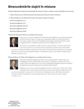 Binecuvântările slujirii în misiune