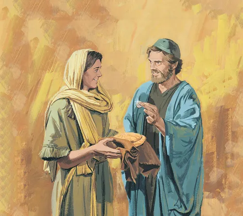 man giving woman money