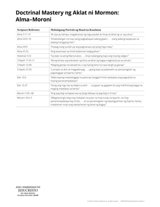 handout doctrinal mastery alma-moroni