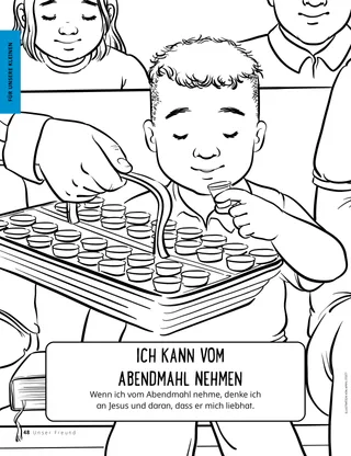 Ein Junge nimmt vom Abendmahl