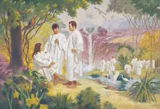 在前生時，人們都穿著白袍