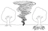 drawing, trees and whirlwind