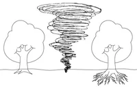 圖畫，樹和旋風