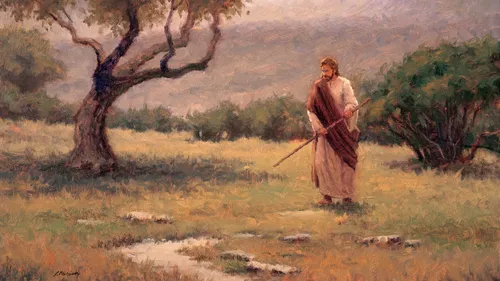 길을 따라 걸으시는 예수 그리스도