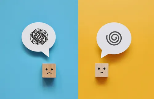 small blocks showing positive and negative emotions