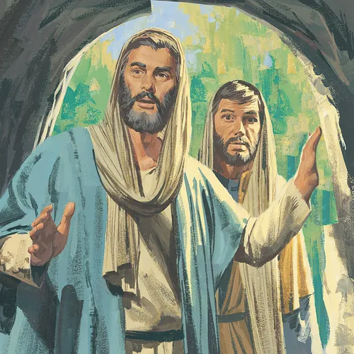 Peter and John at entrance of tomb