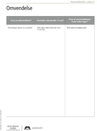 Utdelingsark om omvendelse