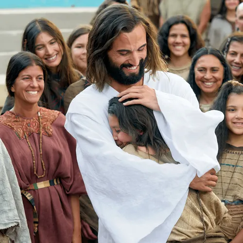 Jesus Christ hugging girl