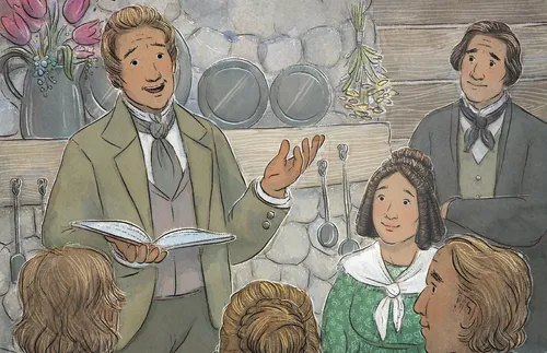 Joseph Smith teaching men and women