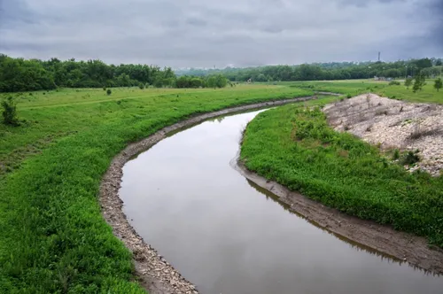 River bend with green banks