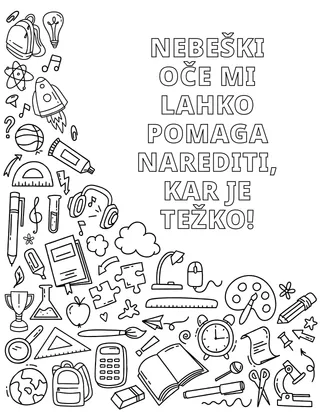 Pobarvanka različnih šolskih potrebščin in drugih predmetov