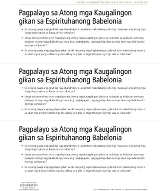 handout, Separating Ourselves from Spiritual Babylon