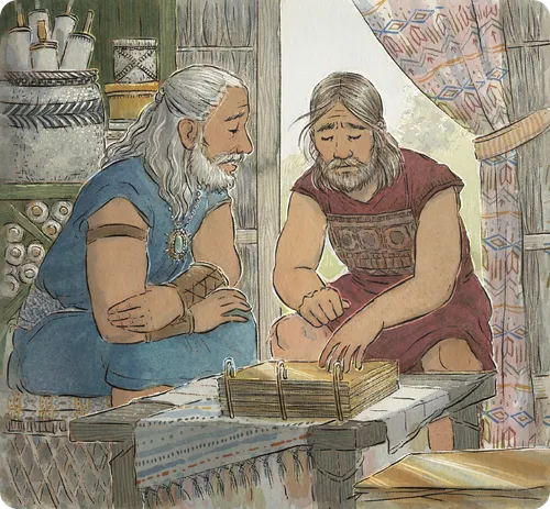 Mormon and Moroni and gold plates