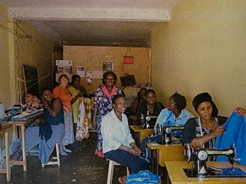 Olivia Sserabira with missionaries and students