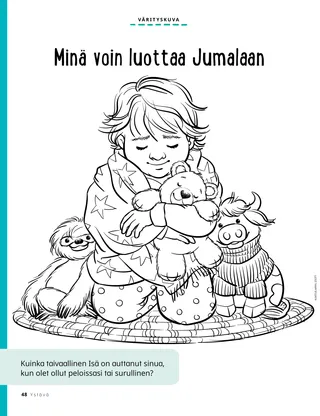 child snuggled in blanket and praying