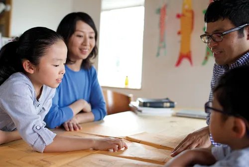 family looking at picture