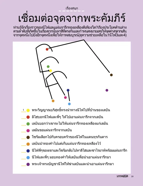 หน้า PDF ของกิจกรรมต่อจุดเกี่ยวกับพระคัมภีร์
