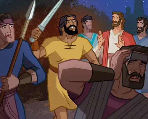 Peter attacks the high priest’s servant.