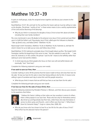 handout, Matthew 10:37–39