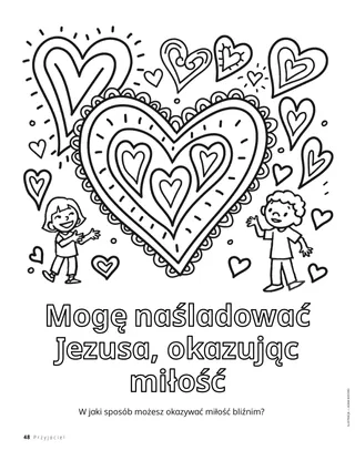 Strona do kolorowania przedstawiająca dzieci i duże serca