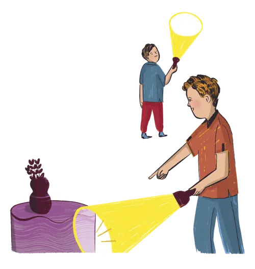 Kids with flashlights