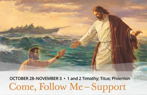 Jesus walking on the water and reaching out to Peter