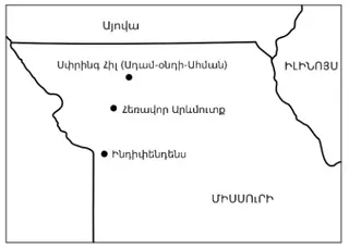 քարտեզ, արևմտյան Միսսուրի