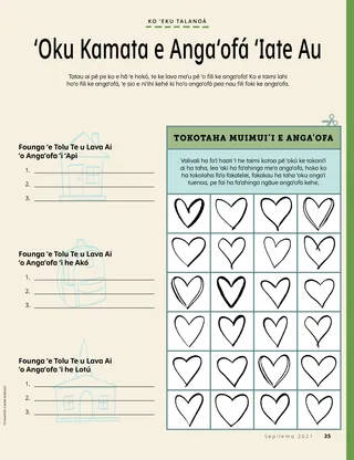 page with hearts to color in