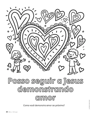 Página para colorir: Crianças e grandes corações