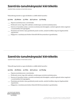Scripture Study Evaluation handout