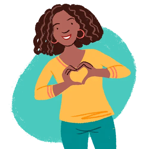 woman making heart symbol with her hands