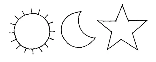sun, moon, stars