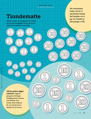 Aktivitetssida med mynt att räkna
