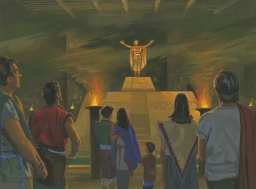 Zoramites had a place built up in the center of their synagogue, a place for standing (Rameumptom, interpreted, is the holy stand), which was high above the head; and the top thereof would only admit one person. Chapter 28-4 (Alma 31:13, 21)