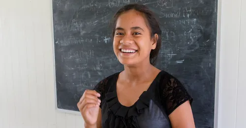 young woman teaching in class