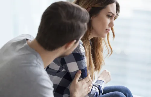 upset woman and husband