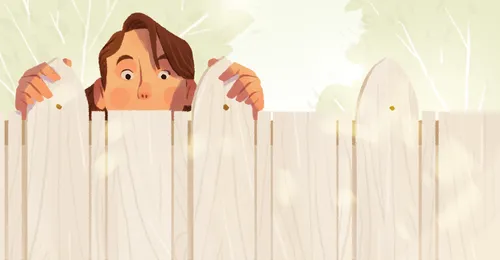 peeking over fence