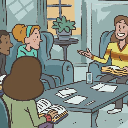 seminary teacher talking to class