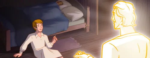 The angel Moroni visiting Joseph Smith