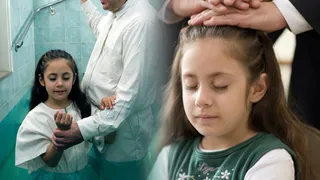 girl being baptized and girl being confirmed