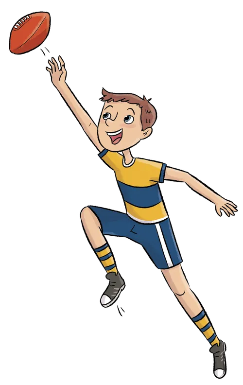 boy jumping up to catch a red ball