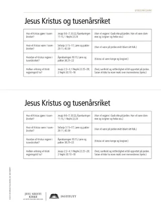 handout, Jesus Christ and the Millennium