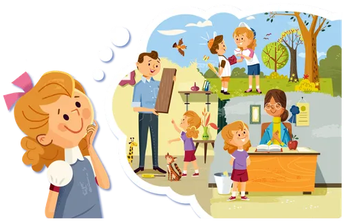 Girl thinking about how she used kind words with others