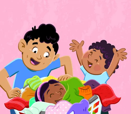 Paolo and Lucas find Margo in a laundry basket filled with clothes