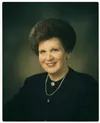 Frontal head and shoulders official portrait of Relief Society general president Mary Ellen Wood Smoot.