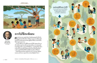 มีทางเดินคดเคี้ยวพร้อมกับเด็กทําสิ่งดีๆ ระหว่างทาง