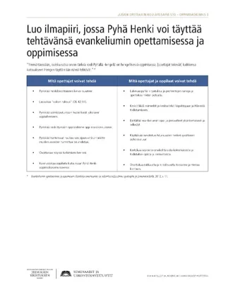 moniste, Luo ilmapiiri, jossa Pyhä Henki voi täyttää tehtävänsä evankeliumin opettamisessa ja oppimisessa