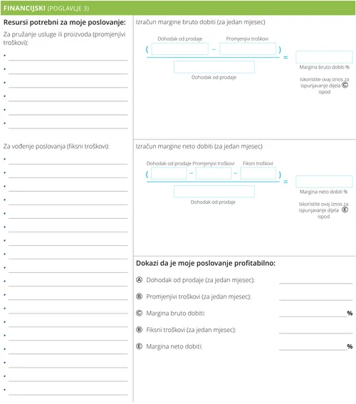 Osobni poslovni planer: Odsjek financija