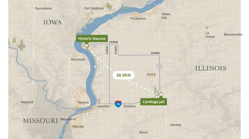 Map of Nauvoo, Carthage region